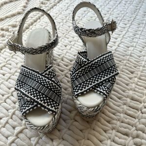 Antolina platform wedge black and cream sandal size 8
